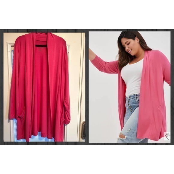 Torrid‎ 2 (2X 18/20) Pink Open Front Super Soft Long Sleeve Cardigan w/Pockets - Picture 1 of 2